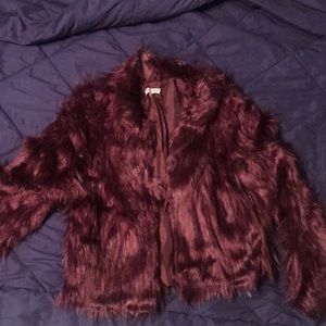 Plum Faux Fur Coat